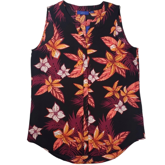 Apt 9 NWT Floral Pleat Back Button Down Sleeveless Shirt Size XS - Picture 1 of 13
